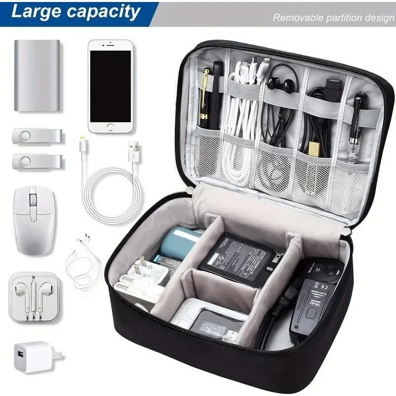 

Minimalist Digital Accessory Bag – Dual-Zip Compartment, Water-Resistant Fabric, Organizes Phone, Cables & Chargers