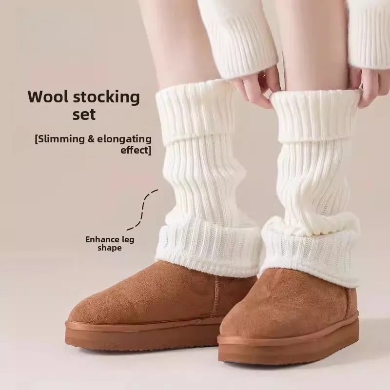 

Женские шерстяные леггинсы Thiened Knitted Sos Y2K, осенне-зимние теплые утягивающие противоскользящие покрытия длиной до икры