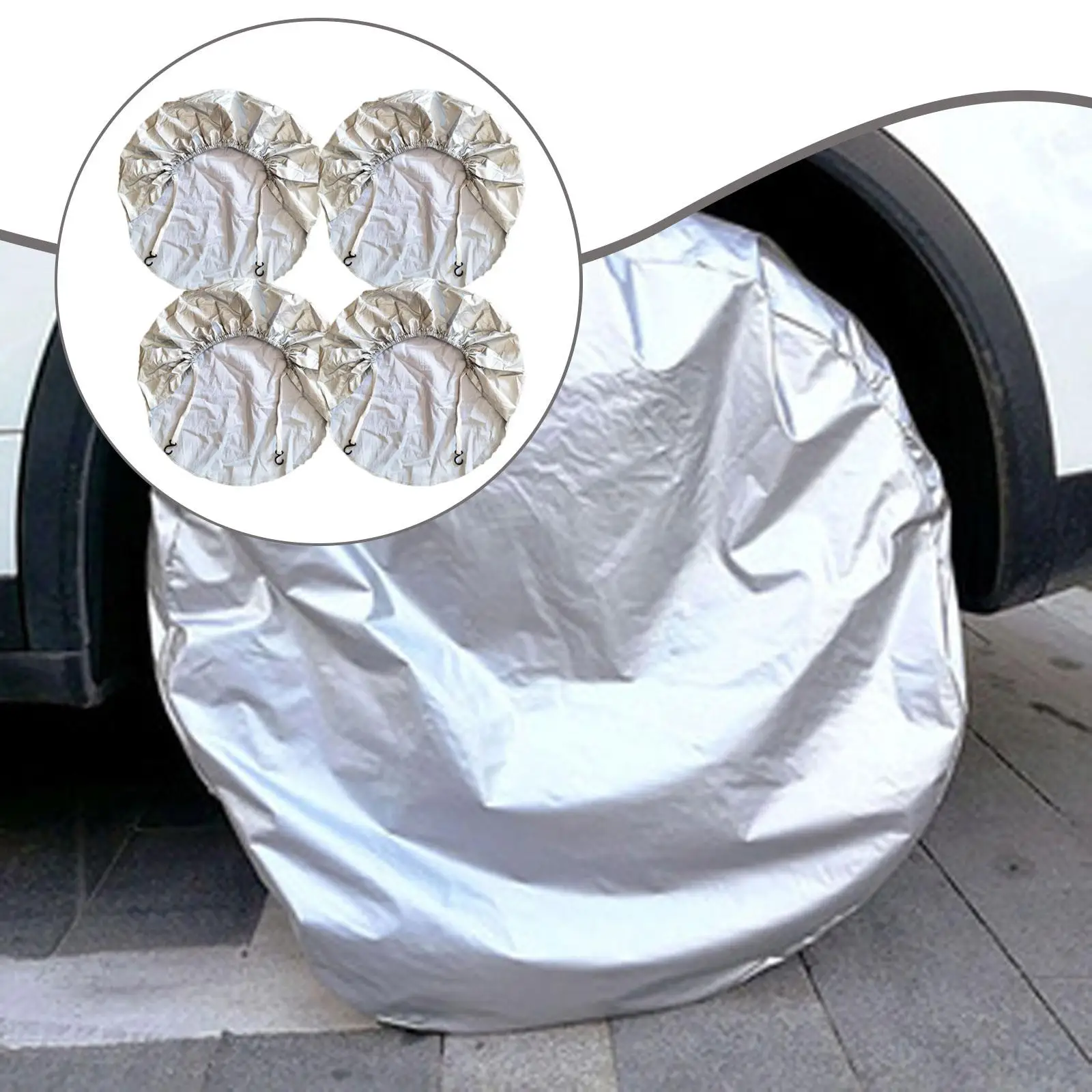 

4Pcs Tire Cover Oxford Cloth Easy Installation Snow Protection Sturdy Accessories for Trailer Vehicle Truck Van