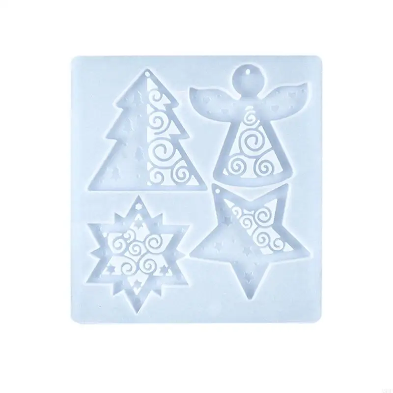 A9BF Christmas Epoxy Resin Molds Angel Silicone Mold Jewelry Keychain Earrings Mould