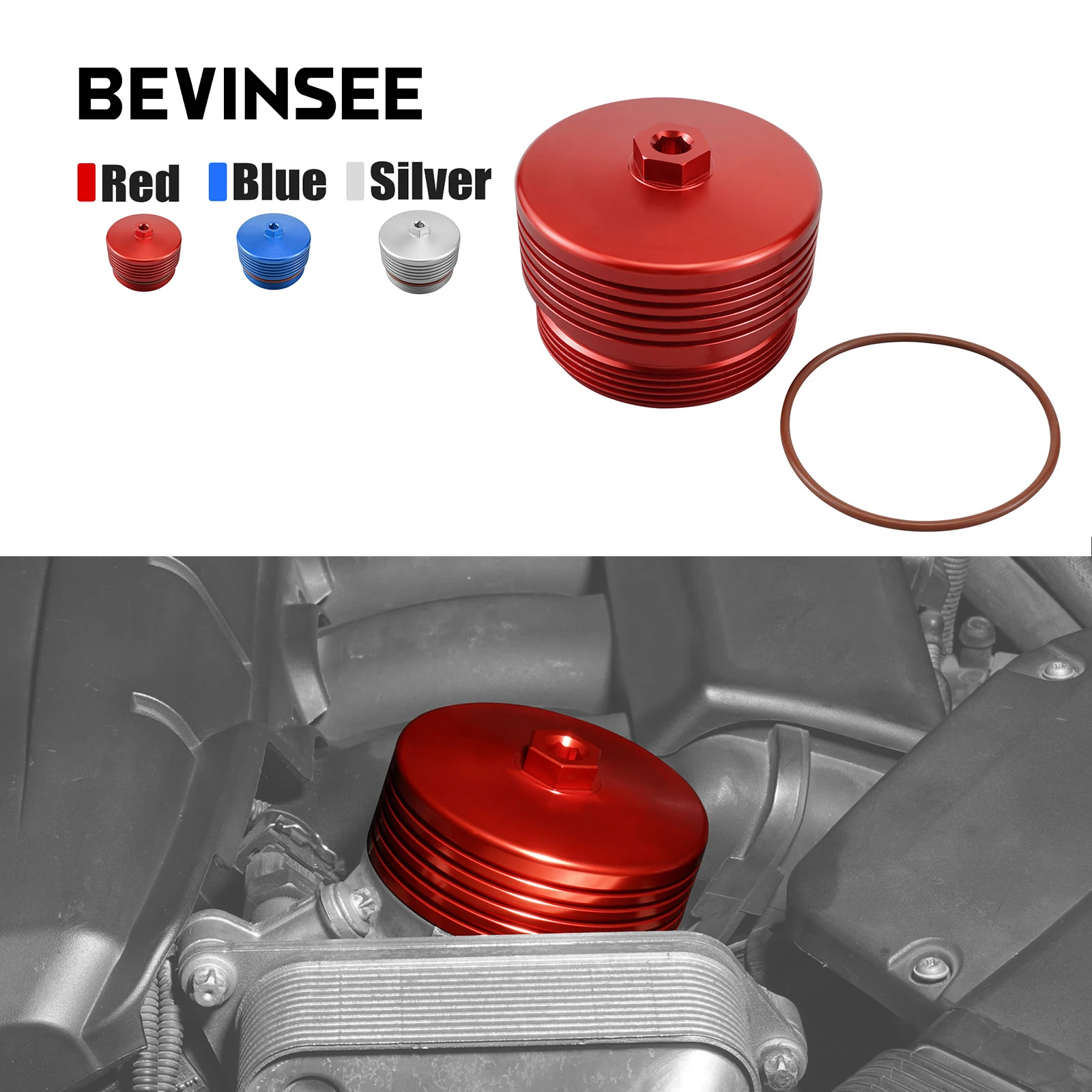 

BEVINSEE Oil Filter Housing Cap for BMW E90 E92 E87 E60 E61 F10 F11 F20 F30 F31 F36 X3 E83 F25 X5 E70 X6 E71,Replace 11427525334