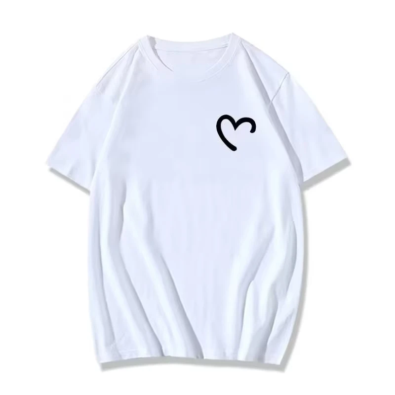Summer Men's Oversized T-shirt Simple Love Printed T-shirt Suitable for Both Men and Women