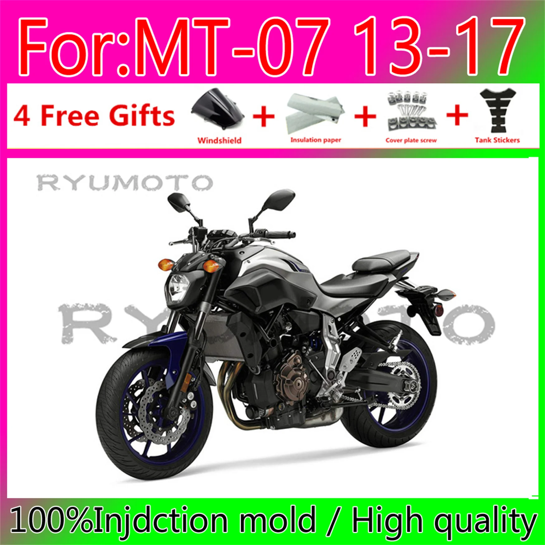 ABS injection Full Fairing Bodywork Kit Fit For 2012 - 2017 Yamaha MT07 FZ07 MT-07 Set MT 07 FZ 07 2013 2014 2015 2016