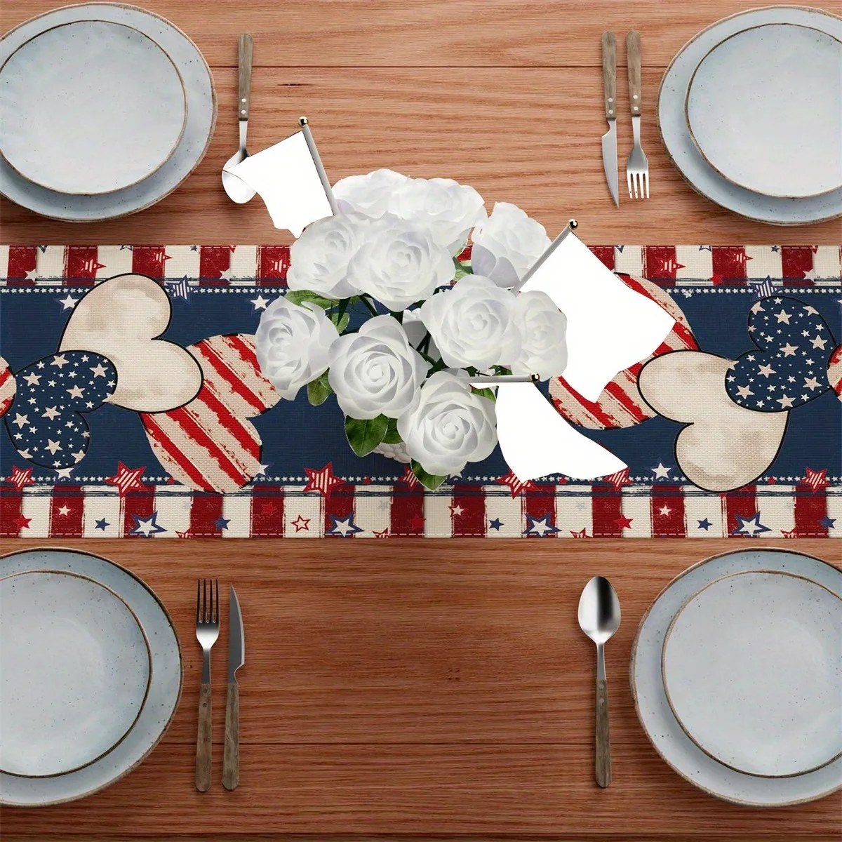 لافتة متدلية على شكل نجمة وطنية على شكل قلب لتزيين طاولة الحفلات ورق حائط للمهرجانات ديكور المنزل وديكور حفلات السباق