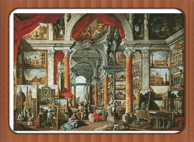 Gallery oil painting sewing kit 16CT 14CT Unprinted Cross Stitch Kits Embroidery Art DIY Handmade Needlework Home Decor