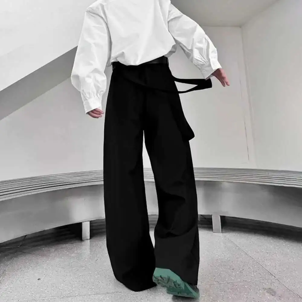Men's New Pants Ibbon Spring Double Culottes Samurai Hakama Mens Pleated Campus Pants Old Money Men's Wear 2025