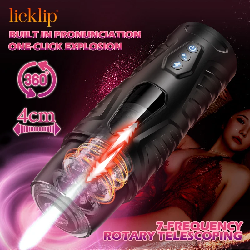 Licklip Wearable Masturbation Automatic Telescopic Rotating Male Masturbator Vibration Blowjob Matching Hands-free Belt