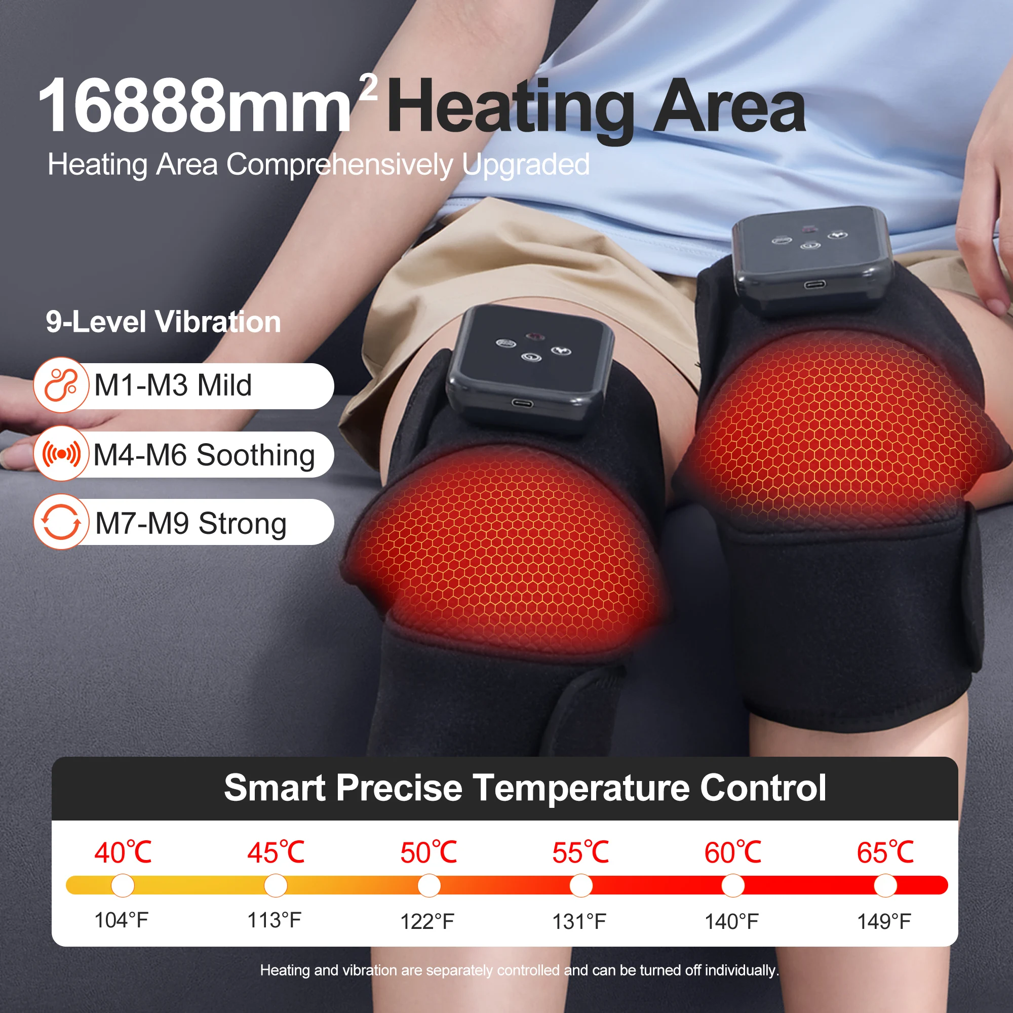 1Pc/2Pcs Heated Knee Massager, 3-in-1 Heated Knee, Elbow, and Shoulder Wrap, Vibrating Knee Heating Pad, 3 Adjustable Vibration and Heating Modes, Heating Pad for Knee, Elbow, Shoulder, and Leg Relaxation (Dual-Use Device)