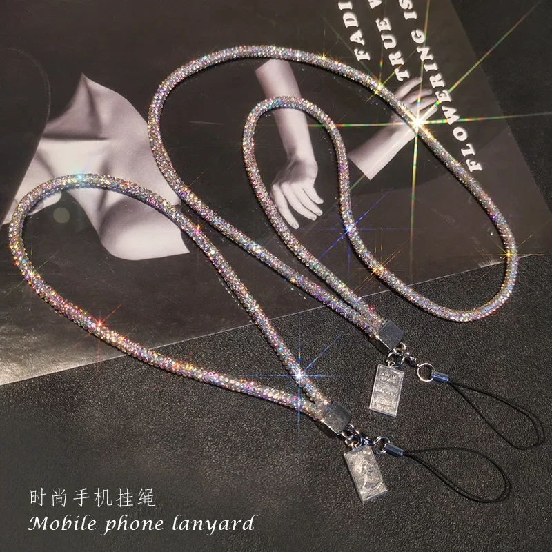 Mobile Phone Lanyard Long Neck Strap Anti Loss Pendant Short Water Diamond Pendant Wrist Chain Luxurious Full Diamond Pendant