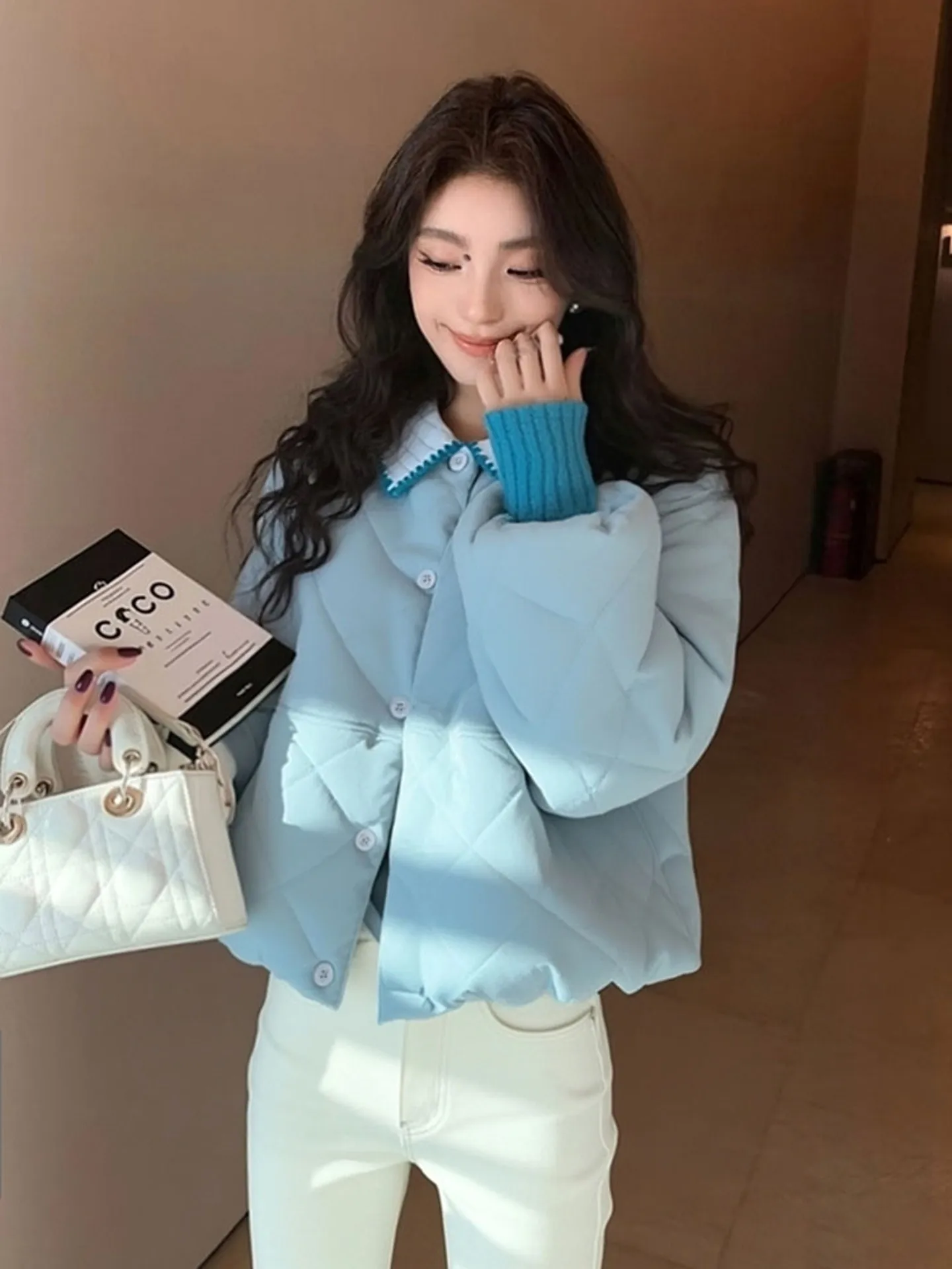 

Korean Sle ort Thiened Warm Cotton Jaet Winter ort Coat Korean Faion Small Size Very ular Commute Loose Fit