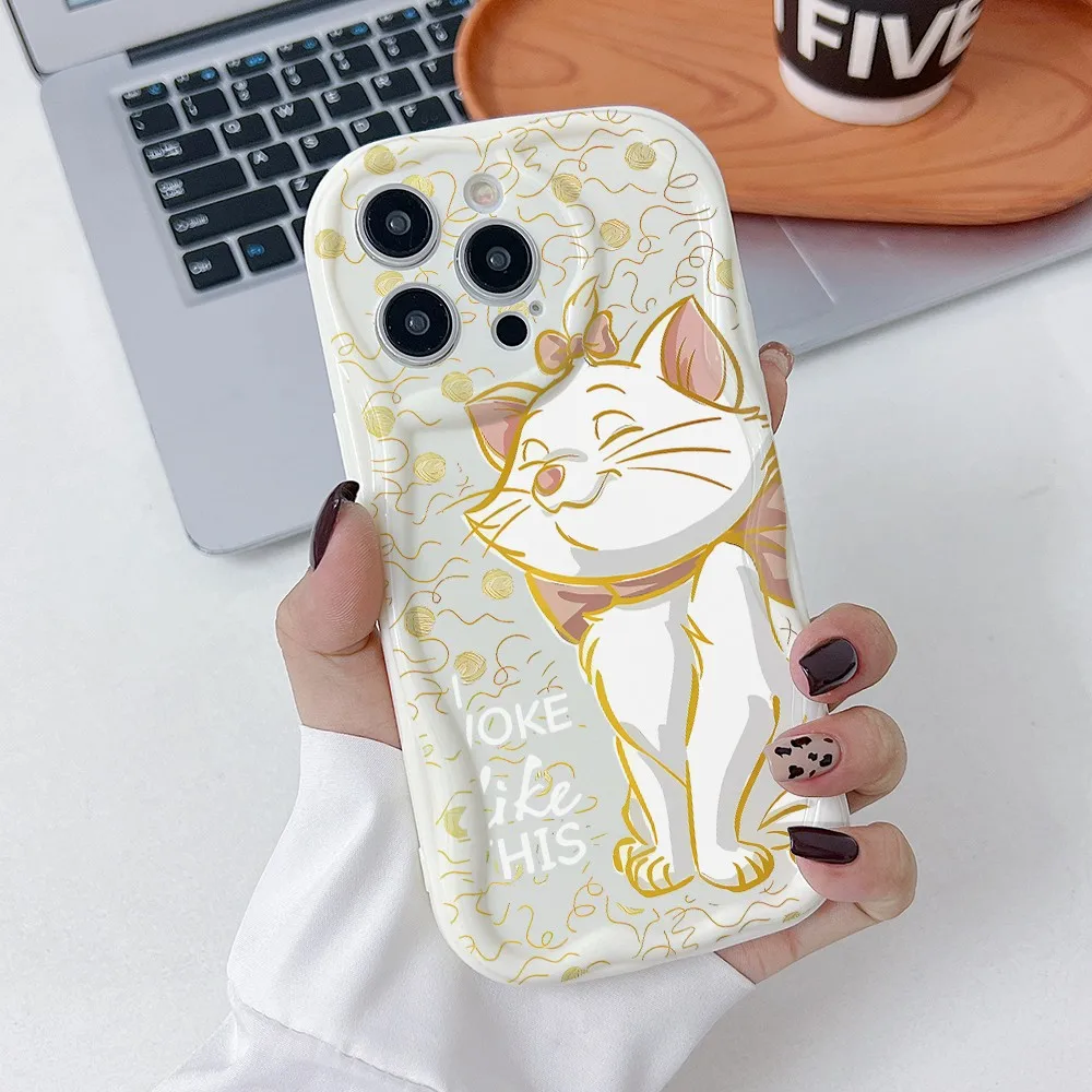 Marie Cat Phone Case for Vivo Y50 Y36 Y35 Y30 Y28 Y22 Y21 Y20 Y19s V40 Lite V30 V30e V23 S12 4G 5G 3D Creamy Wave Soft Cover