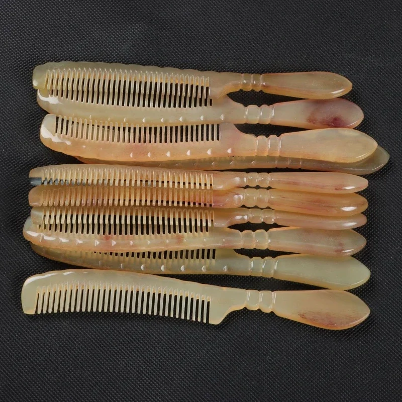 Anti-Static Sheep Horn Combs Fine Dense Teeth Hair Brush Men Moustache Handmade Hair Comb Portable Massage Women Scalp Massager