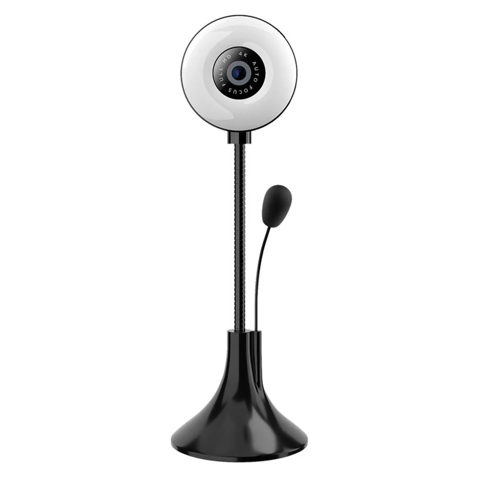 Webcam 4K Smart LED Fill Light Non-Slip Base with Microphone AutoFocus Web Camera for Zoom Webcast Youtube Live Broadcast Laptop