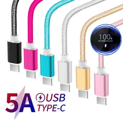 5A Super Fast Charging Type C USB Cable for Samsung Huawei Xiaomi OPPO Honor Redmi POCO Realme iQOO Quick Charging Braided Cable