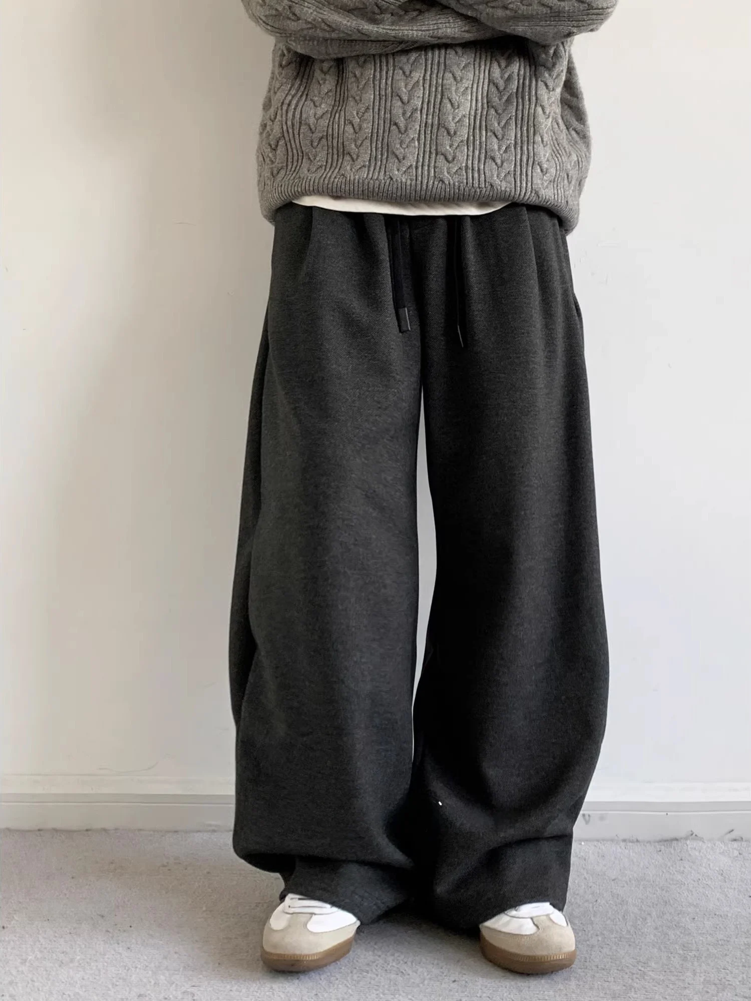 

Свободные удобные повседневные брюки на шнурке в японском стиле Lazy Faion из полиэстера, молодежные осенние сезонные прямые брюки