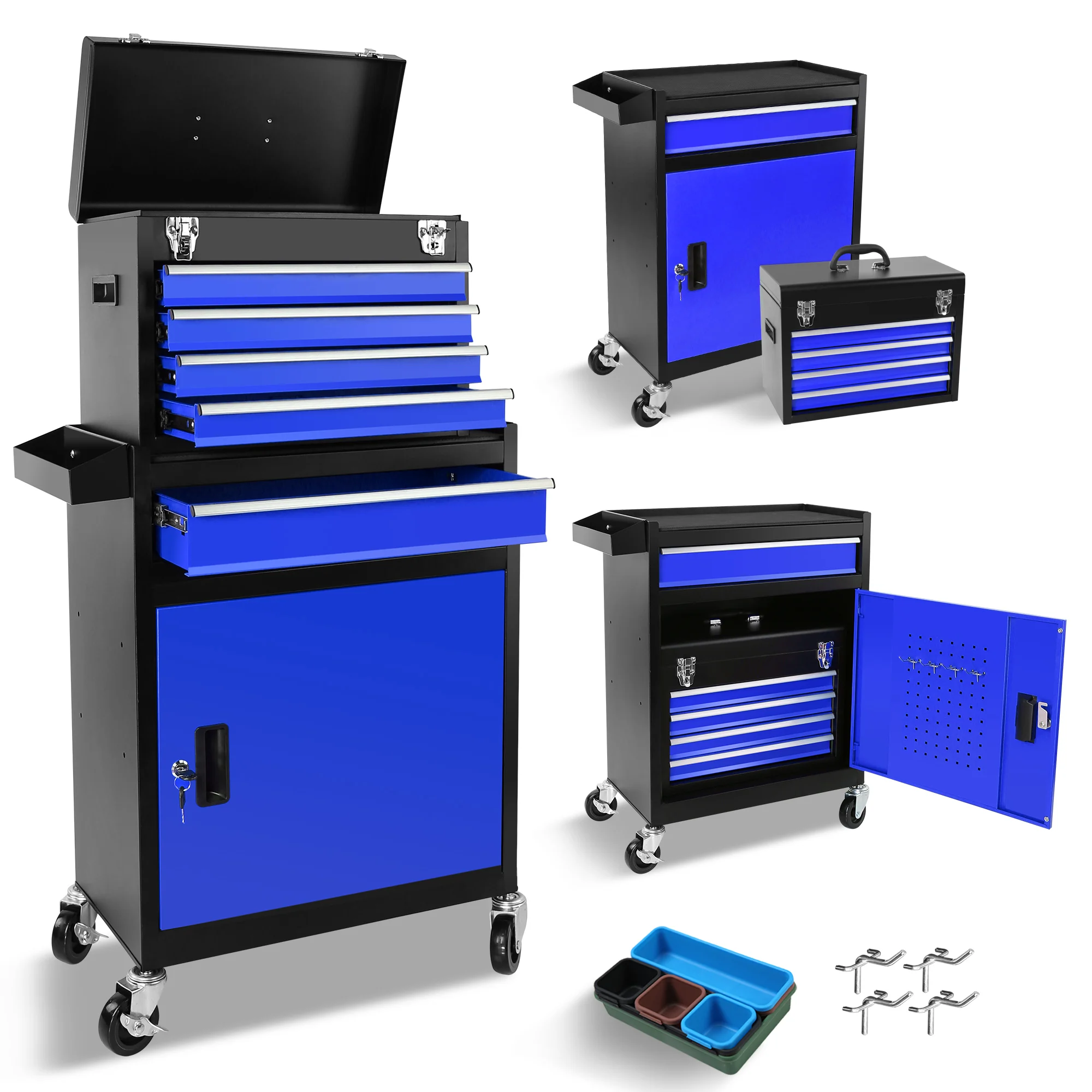 5-Drawer Rolling Tool Chest, High Capacity Tool Storage Cabinet W/Lockable Wheels,Detachable Tool Box Organizer