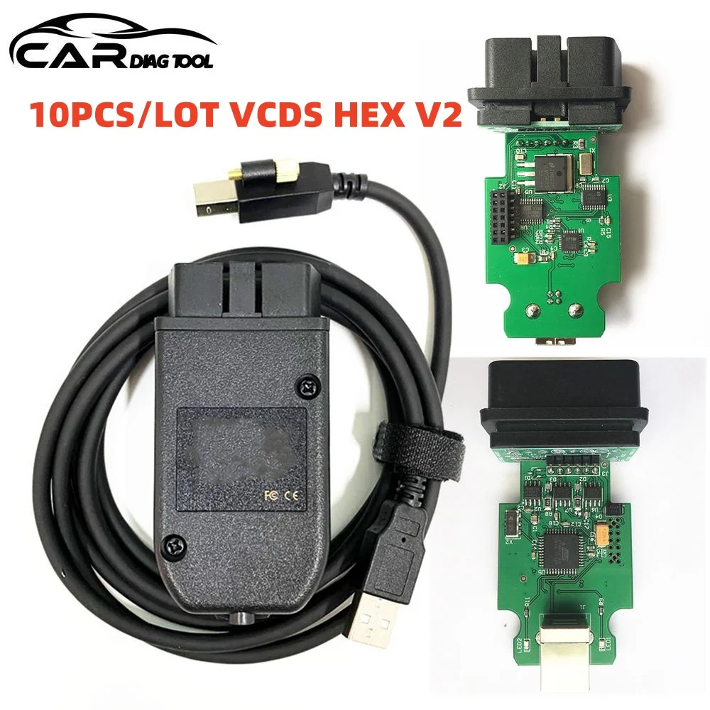 10PCS/LOT VAG COM Hex V2 24.7 VCDS Vagcom Interface Cable obd2 Scanner Diagnostic Tool for Audi/Seat/Skoda/VW 1996-2017 Cars