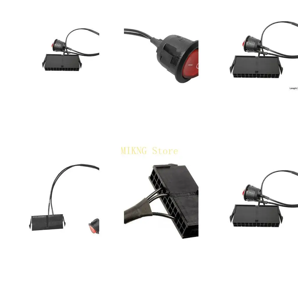 

24 Pin ATX Power Switch Line Red LED Power On/Off Switch Jumper Bridge Adapter Cable 13.8-inch(35cm) best sale