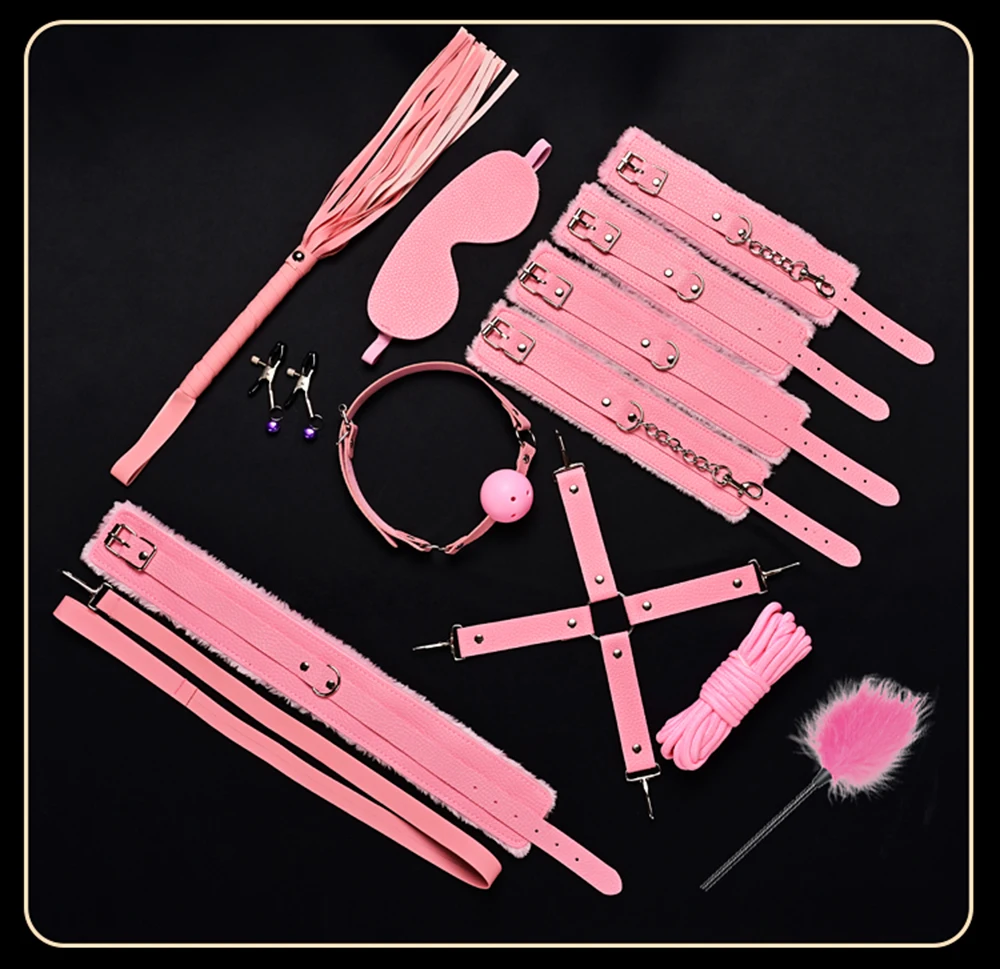 ألعاب الجنس BDSM عبودية أطقم جلد طبيعي ضبط النفس مجموعة أصفاد طوق الكمامة الهزاز ألعاب الجنس للنساء الأزواج ألعاب الكبار