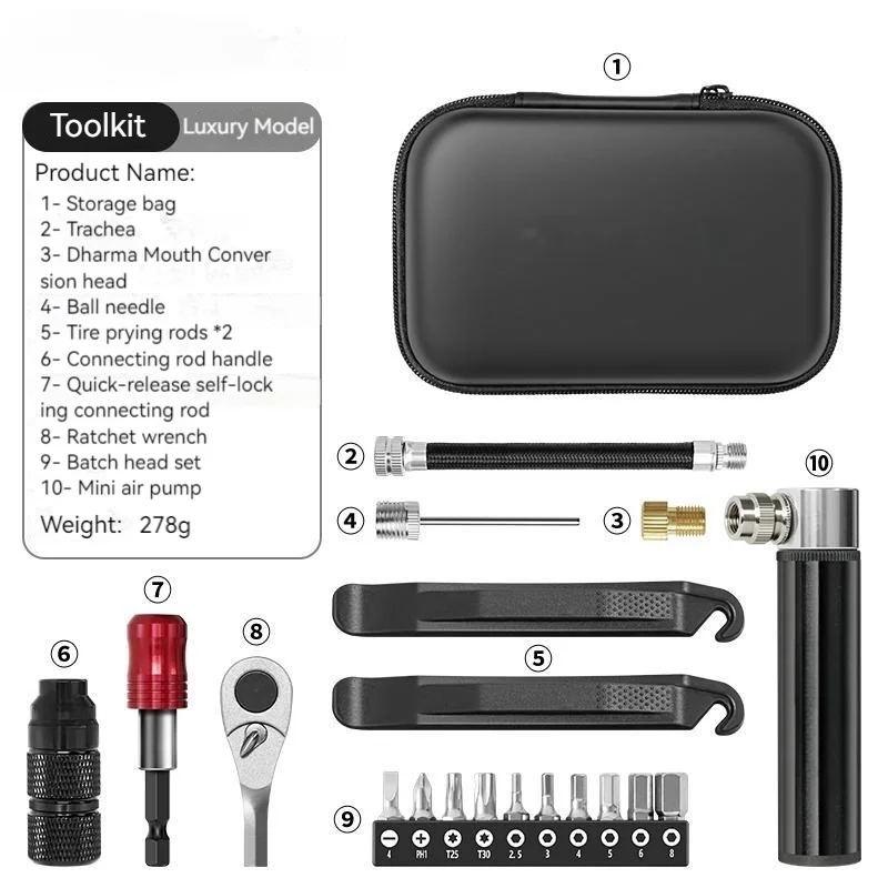AliExpress 2025 New Portable Toolkit Multifunctional Repair Tool Bag Ratchet Wrench Kit Tire Lever Mini Pump Tools Set Bike Accessories