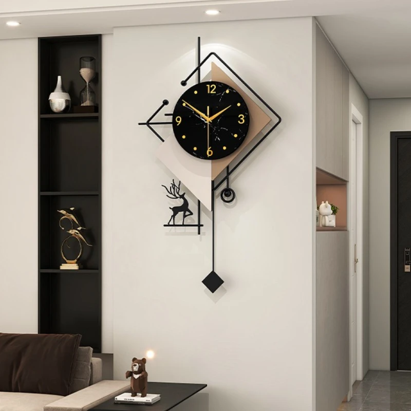 Luxury Wall Clock Modern Silent Wooden Metal Wall Clocks Elegant Minimalist Watches House Living Room Decoration Accessories