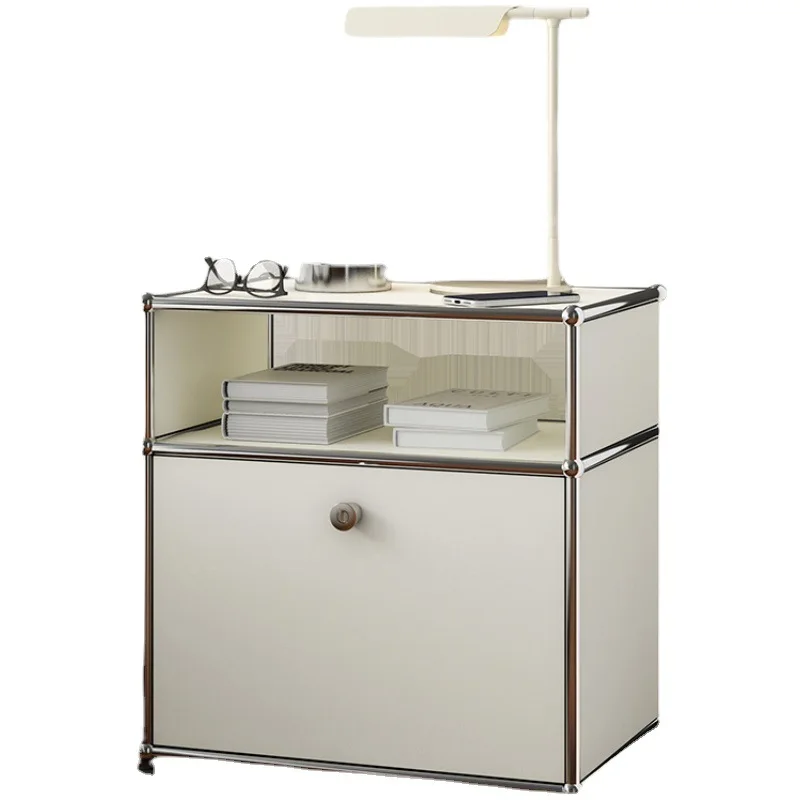 

Internet celebrity medieval stainless steel bedside table, light luxury home living room sofa side cabinet