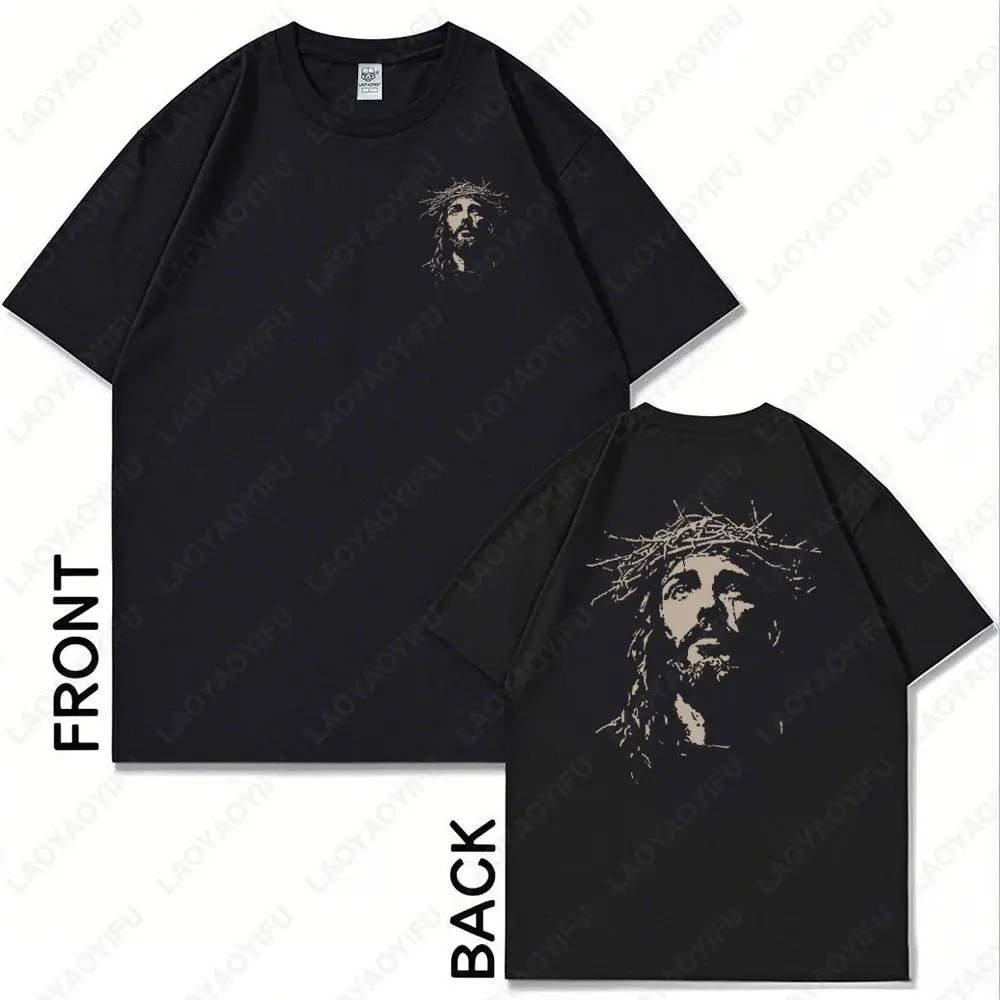 Jesus-Vintage-Face-Graphic-Tshirt-Christian-Religious-O-neck-Cotton-Tee-Men-Women-Gothic-Rock-Streetwear-Aesthetic-Harajuku-Tops