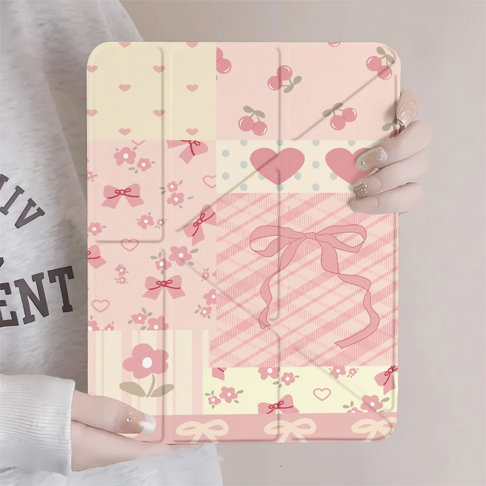 Bowknot Y-Fold Tablet Case For iPad Pro 11 12.9 13 10.5 iPad A16 11 10.9 inch Mini 7 6 iPad Air 11 2024 13 5 4 3 2 1 Fundas