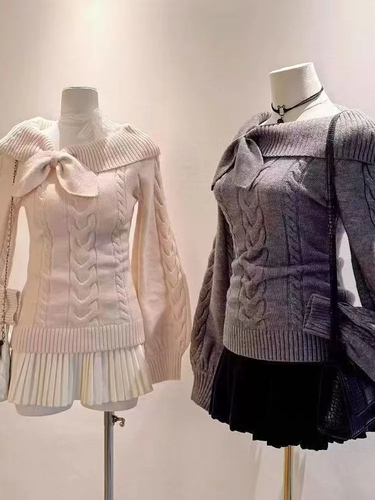 

Комплект из свитера и юбки Nana Wind: вязаный свитер с ушками кролика для женщин, осенне-зимний, облегающий, в стиле JK, с высокой талией, цвет бабочки...