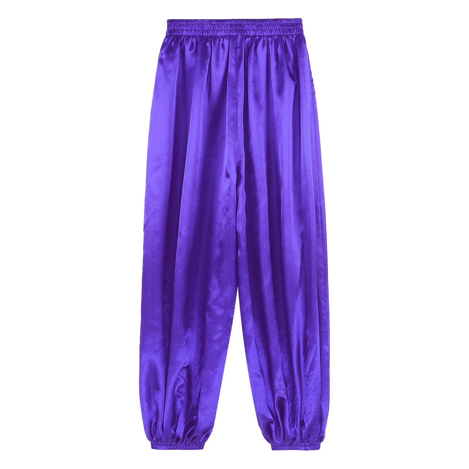 Pantaloni Harem tribali di danza del ventre da donna Pantaloni Bloomers larghi in raso tinta unita Costumi di danza cosplay per feste a tema Halloween