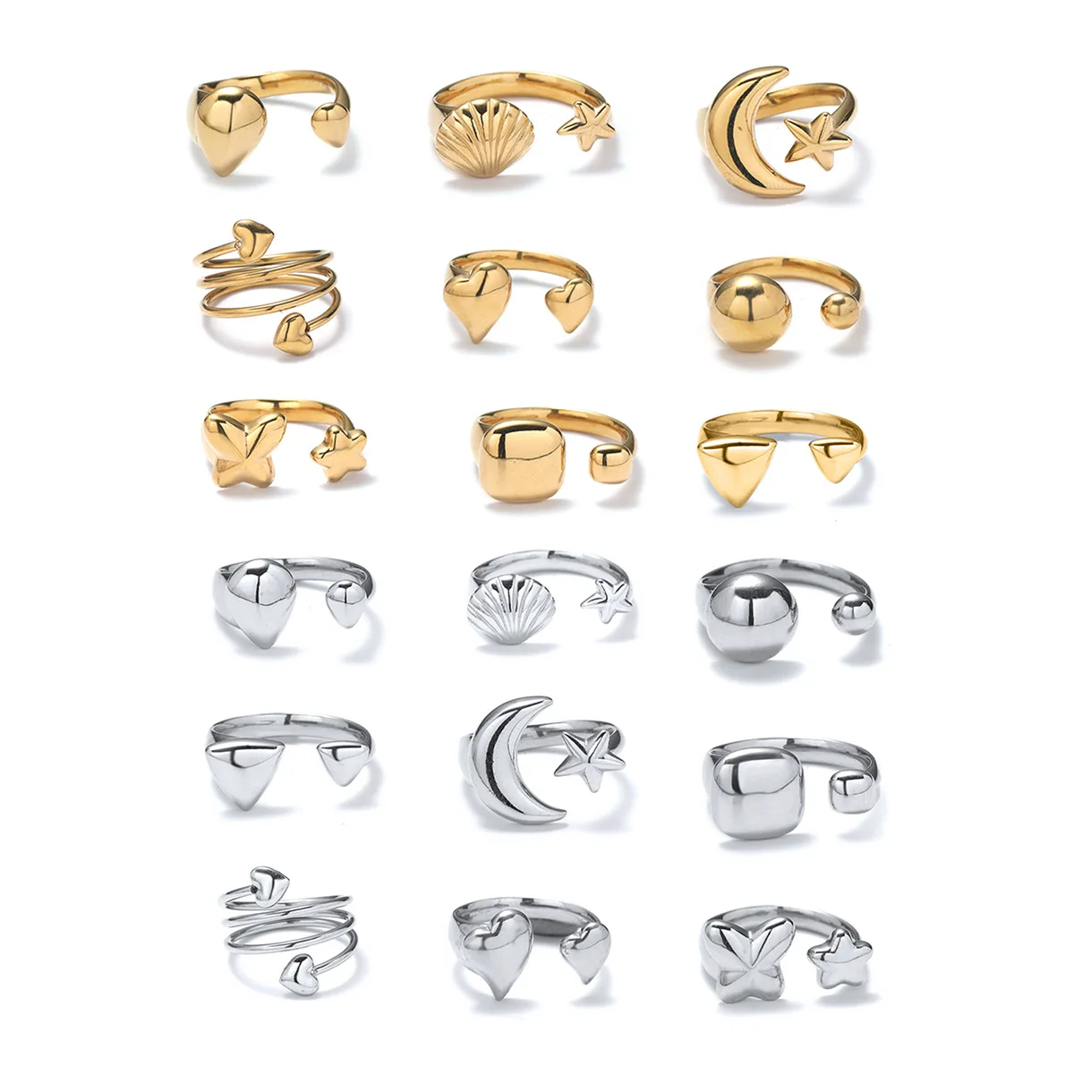 Cross-border European and American hot-selling gold simple geometric light luxury rings love square shape women's ring live