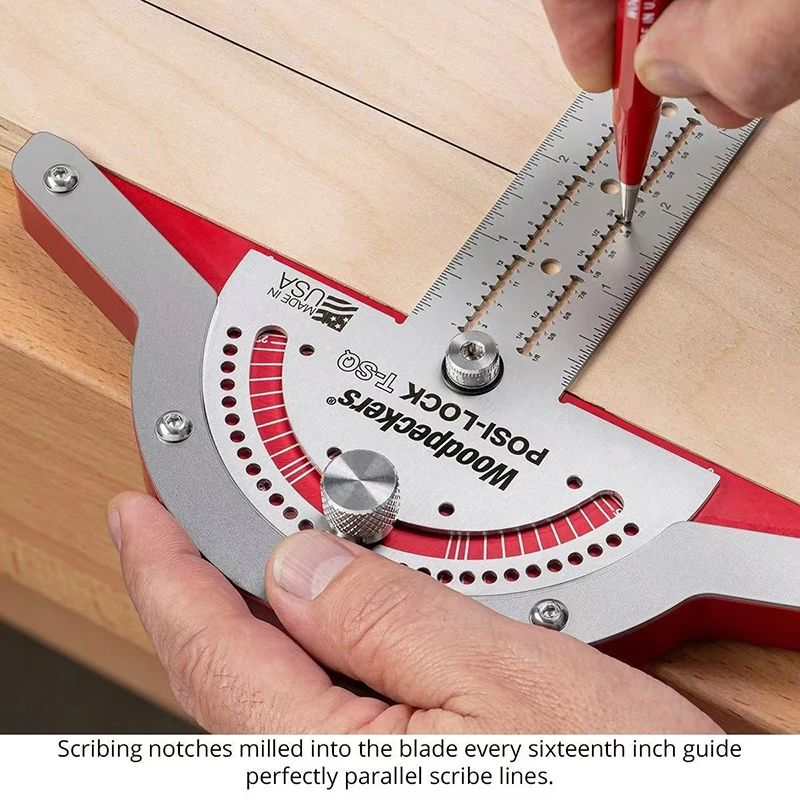 10 Inch Woodworking Edge Measuring Ruler with Protractor, T-Square, and Angle Ruler - Perfect for Precise Woodworking Designs