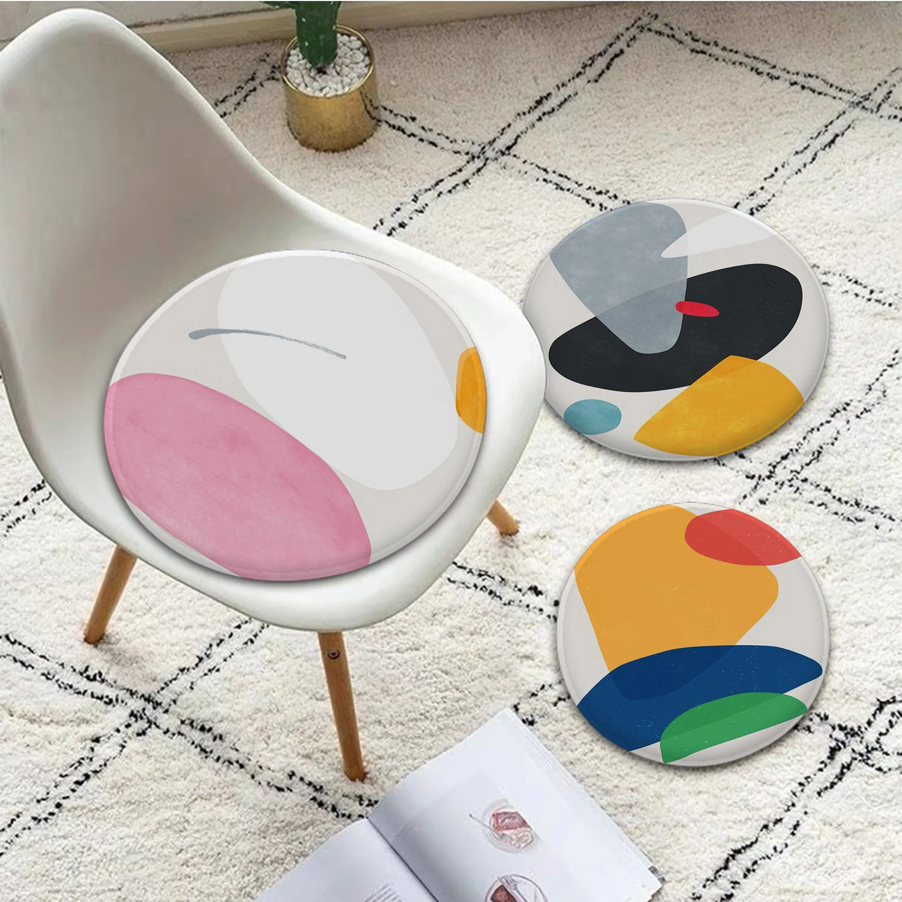 Simple Graphic Beautiful Cushion Mat Round Chair Mat Soft Pad Seat For Dining Patio Home Office Indoor Outdoor Seat Mat