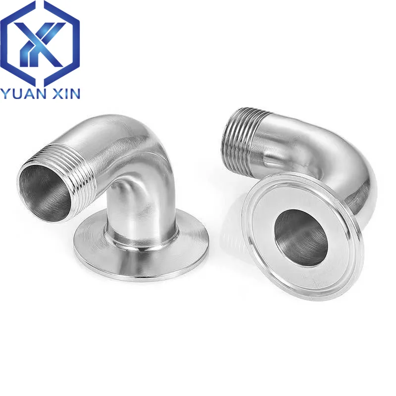 

Трехзажим из нержавеющей стали санитарного класса с внешней резьбой, колено 90 градусов, колено зажима с внешней резьбой для промышленного использования