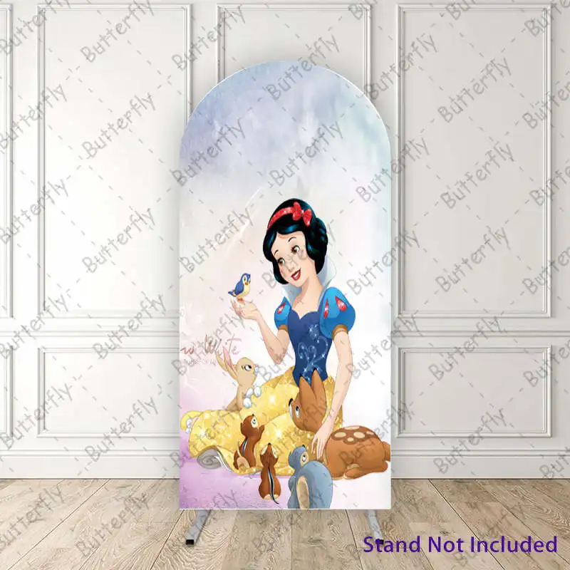 

Rabbit Squirrel Snow White Disney Bird Princess Red Arch Photography Backdrop Cover Girls Birthday Party Background Decoration