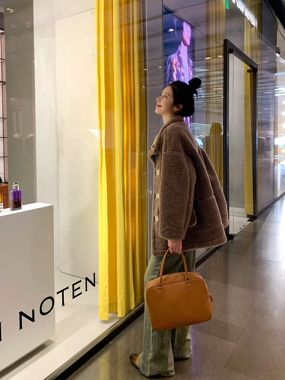 NICEJJ dubbelzijdig te dragen losse lamsbontjas dames herfst-winter verdikte leren bontjas met geïntegreerd leer