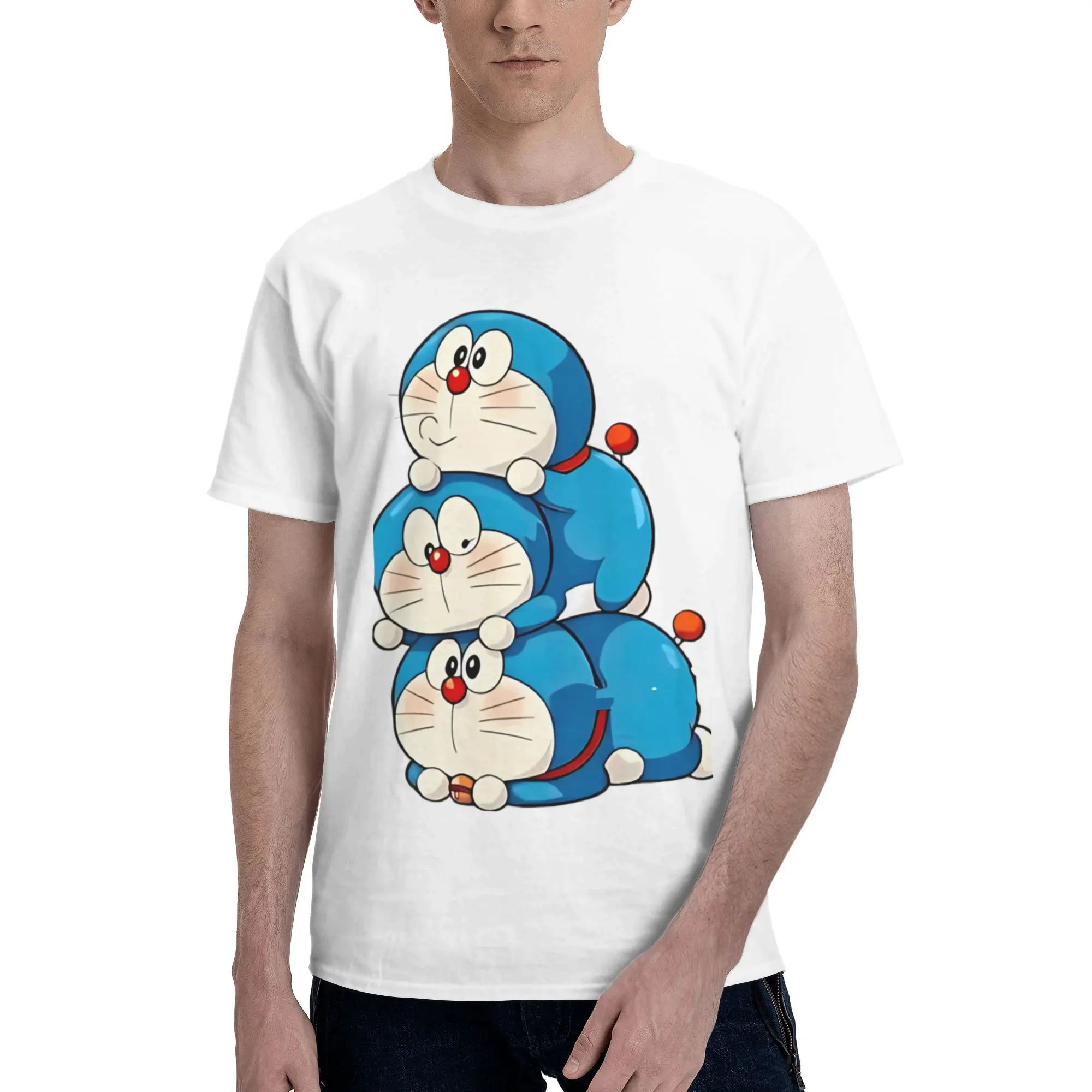 Hii Cute Little Men's T Shirts Doraemon Humor Tee Shirt Short Sleeve O Neck 100% Cotton Unique Tops T-Shirt