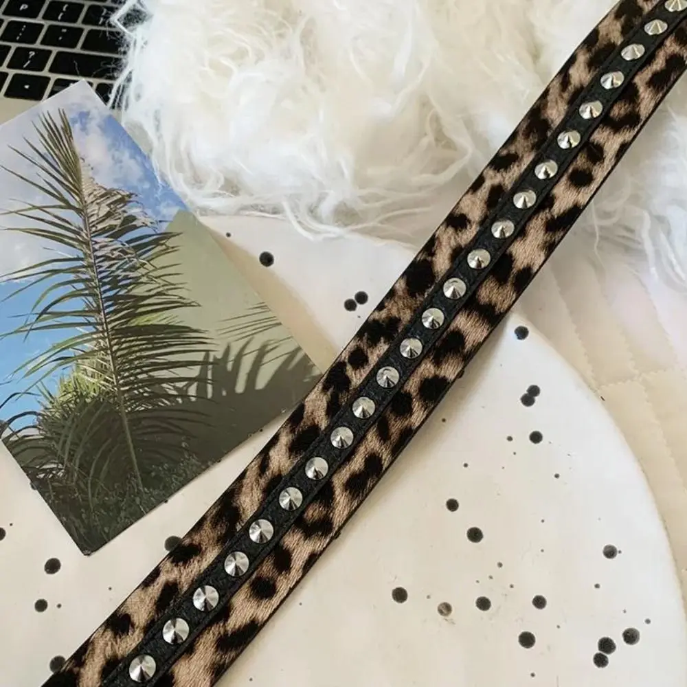 خمر خمر حزام للنساء برشام ليوبارد نمط الجلود حزام خصر القوطية Y2k فستان حزام البنطال الجينز الخصر الملحقات #2