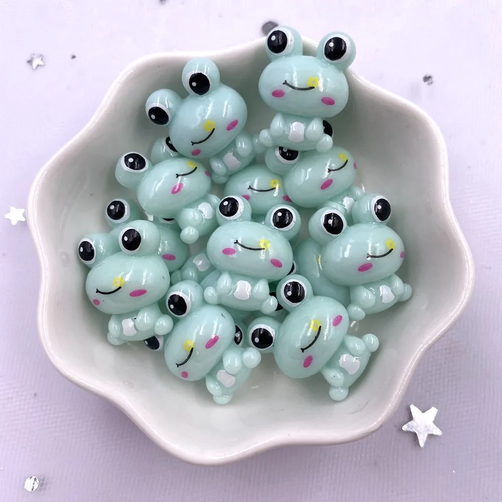 20PCS Resin Kawaii Colorful 3D Green Frog Flatback Cabochon Stone Scrapbook DIY Decor Home Figurine Embellishments Crafts H38