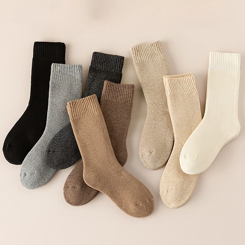 

9 pairs of cashmere women's tube socks with thick warm fleece added in autumn winter comfortable versatile socks