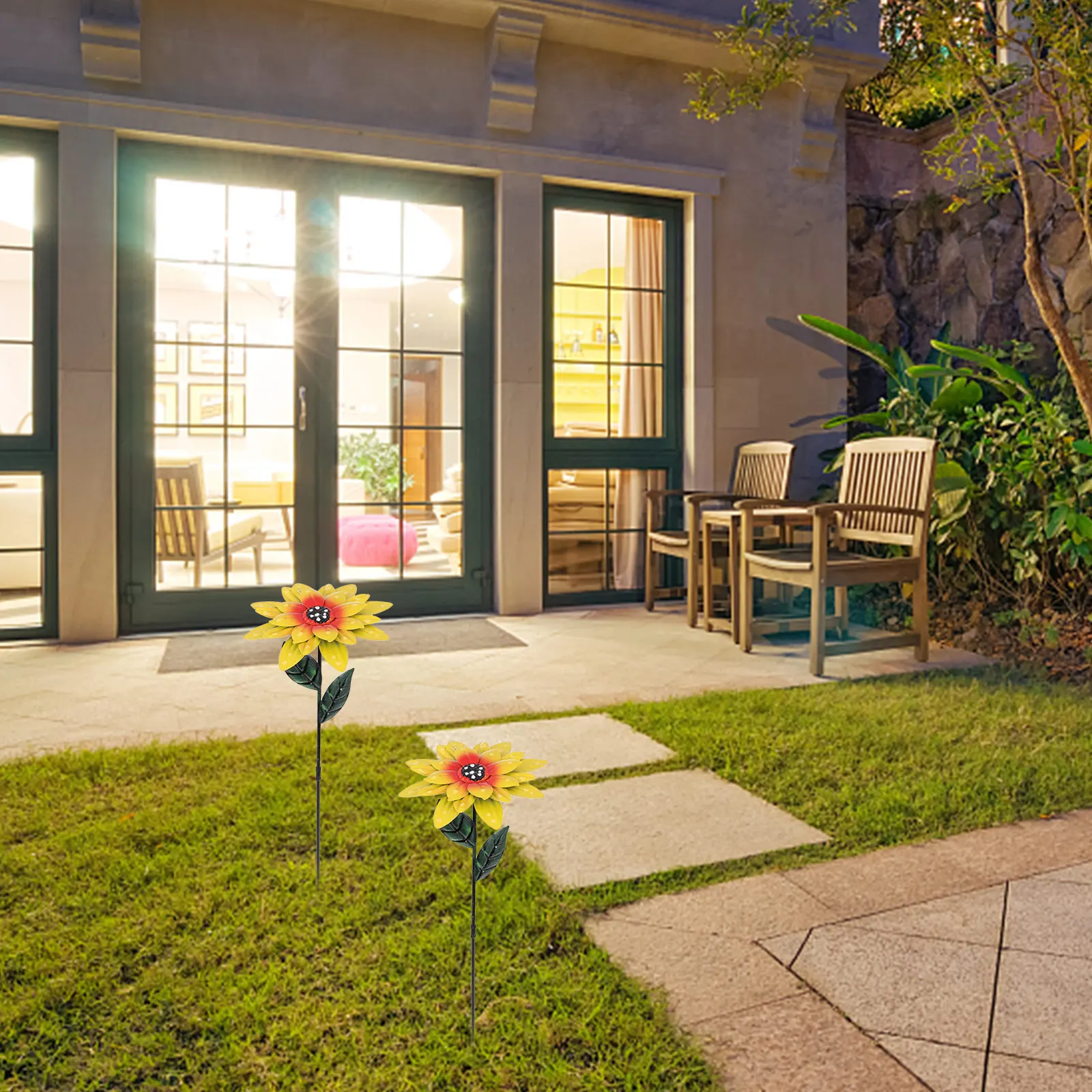 

Iron Art Flowers Garden Stake Unique Outdoor Lawn nament Weather Resistant Exquisite Design Gardening Decor Flower Pot Insert