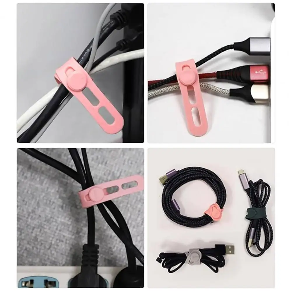 10Pcs Cable Organiser Reusable Silicone Cable Ties Desk Winder Wire Organizer Management Clips for Earphone USB Cable Mouse