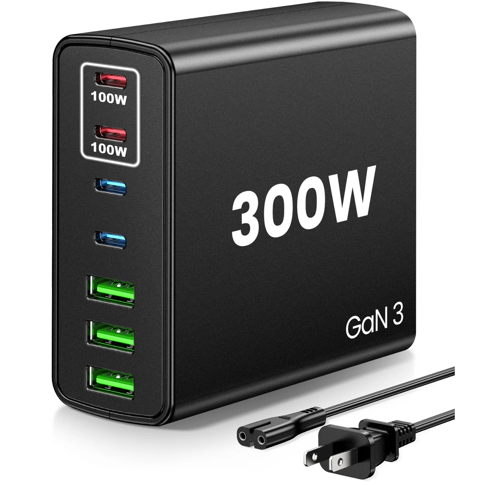

USB C Fast Charger 300 Watt: 7 Port USB Charging Station Hub Brick - Dual PPS PD 100 Watt Laptop Wall Charger Power Adapter