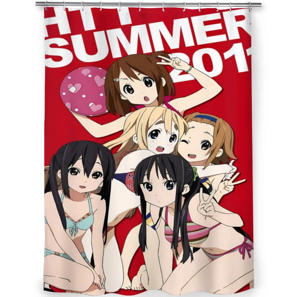 Modern 3D Printing New Debut Anime Kawaii K-on! Shower Curtain Landscape Bath Curtain With Hooks for Bathroom waterproof scenery