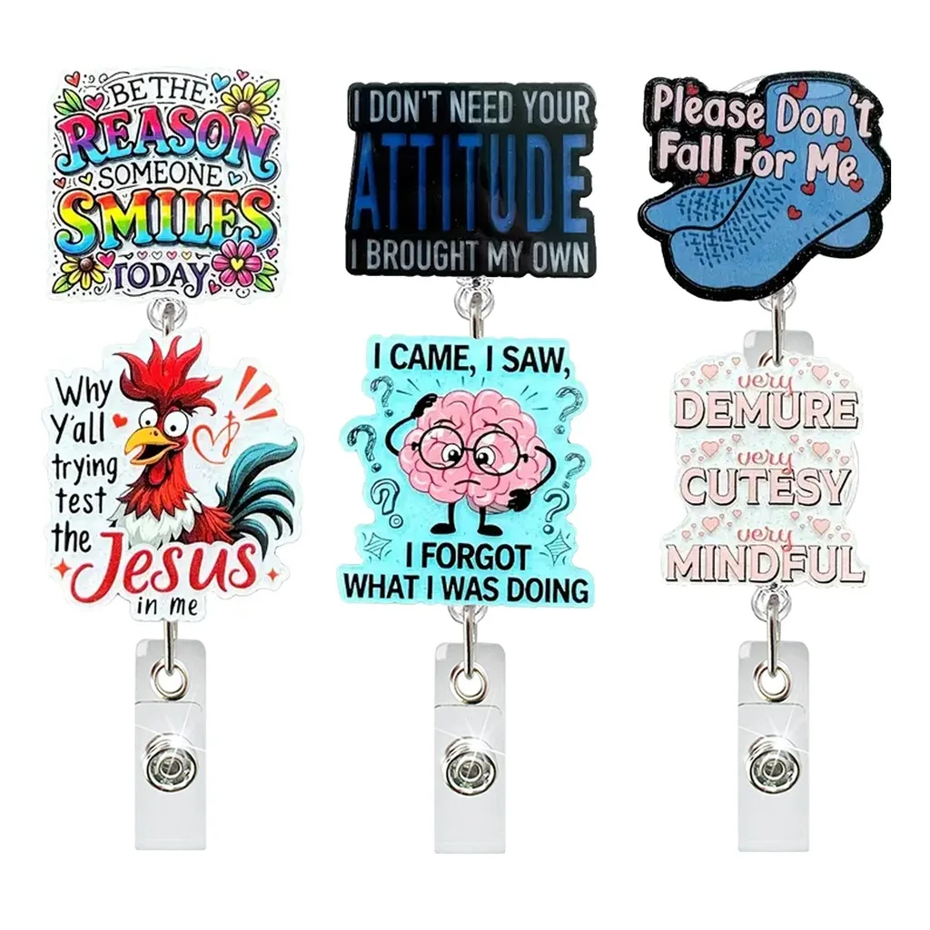Acrylic Id Badge Reel Rotating Rotating Badge Reel Acrylic Badge Holder Creative For Healthcare Workers Office Staff