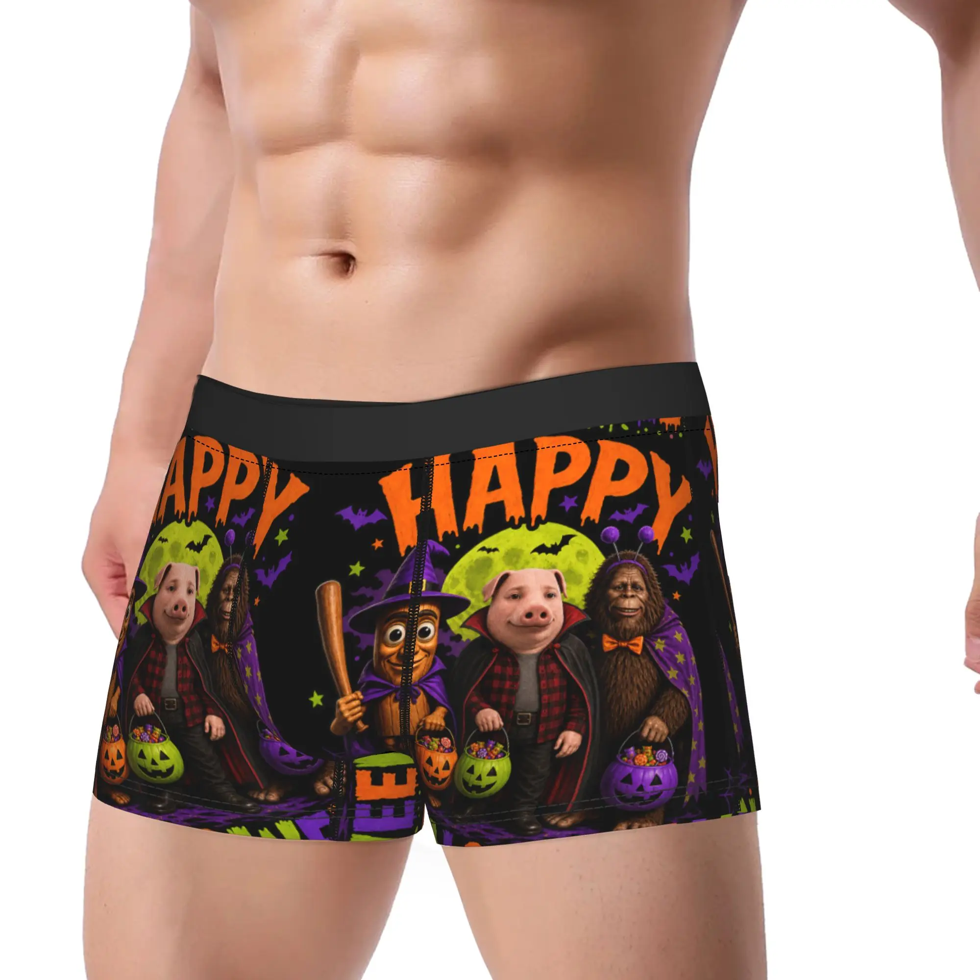 Happy Halloween Tung Tung John Pork Bigfoot Brainrot Meme Underwear  Printing Trunk Quality Men Panties Sexy Soft Boxer Brief