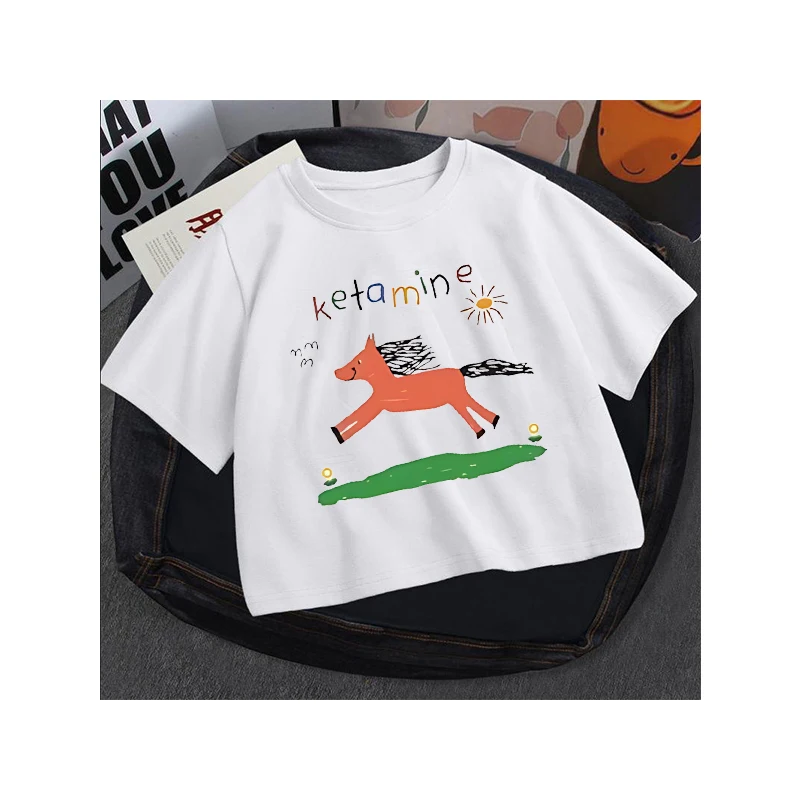 Y2K summer punk sunshine little white horse print pattern crop top Grunge retro street women's tight corset summer vest baby