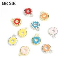 15pcs Enamel Doughnut Dessert Charms Lovely Colorful Donut Sweet Food Pendants For Jewelry Making Necklace Bracelets Accessories