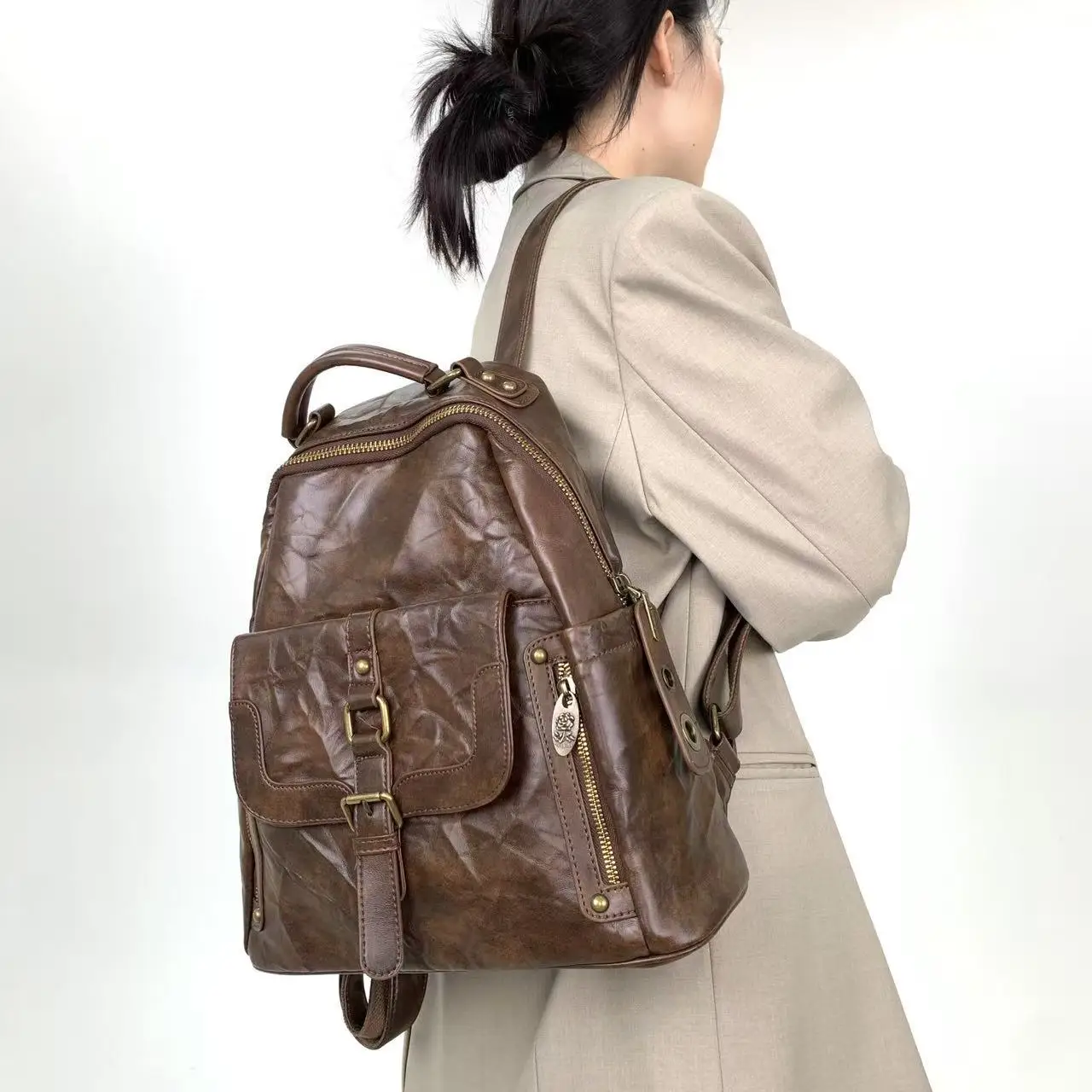 

Женский модный роскошный рюкзак плиссированный винтажный Maillard Bolsa Feminina большая вместительная сумка на плечо для девочек Itabag