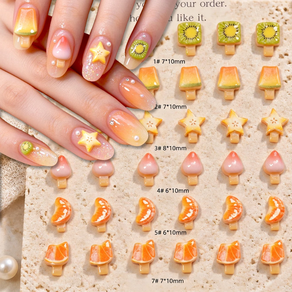 Nail Art Orange - 50pcs Orange Fruit Popsicle 3D Nail